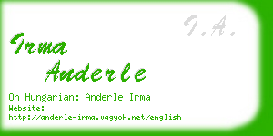 irma anderle business card